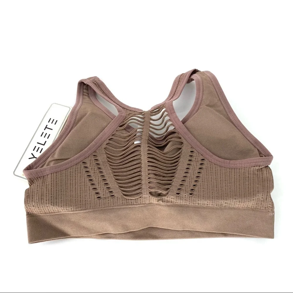 Yelete Women's Macrame Cut Out Sports Bra